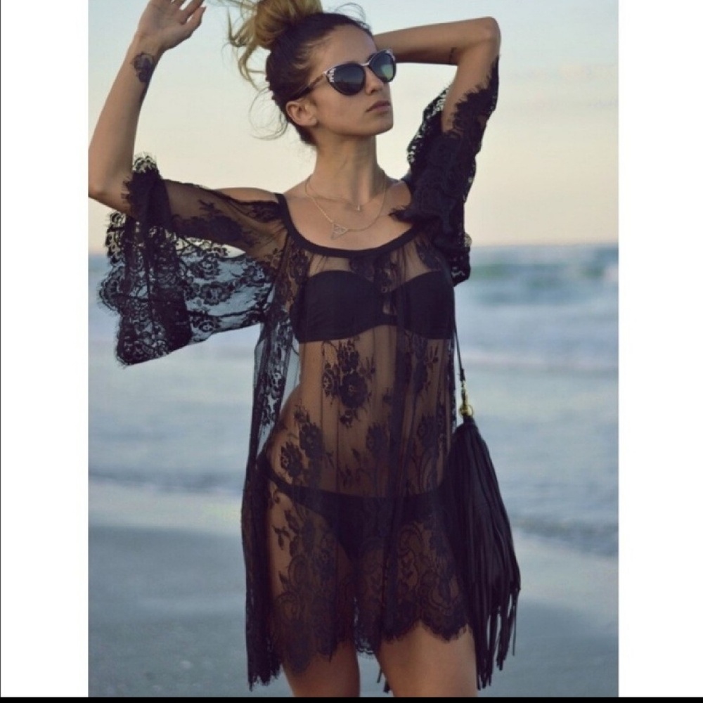 5-star 🐚RESTOCK Sexy Black Lace Beach Cover Up